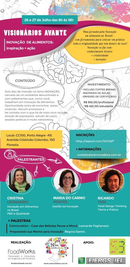 inovação, curso, treinamento, capacitação, P&D, alimento, visionário, porto alegre, cristina leonhardt, maria do carmo pontes, ricardo yudi, regina damin, leonardo fagherazzi, iel